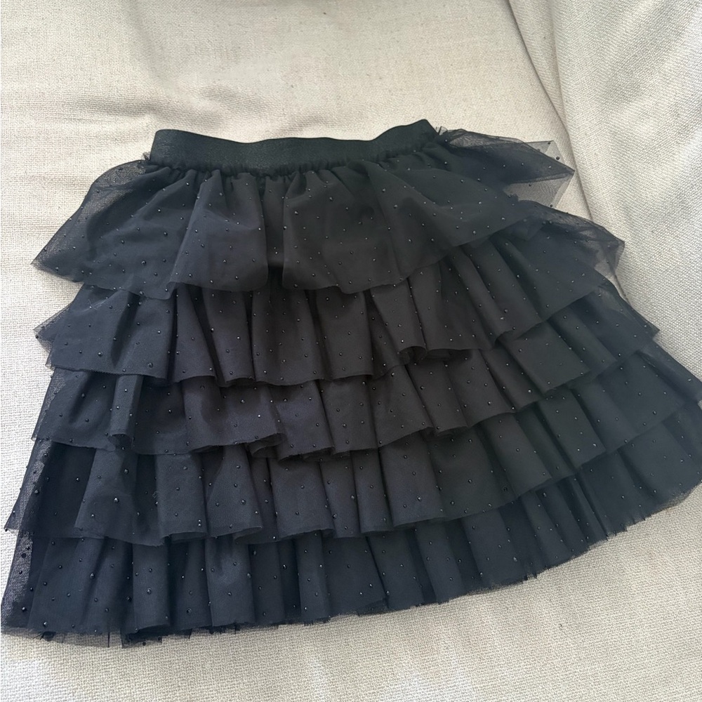 Black Tiered Ruffle Mini Skirt - Picture 2 of 4
